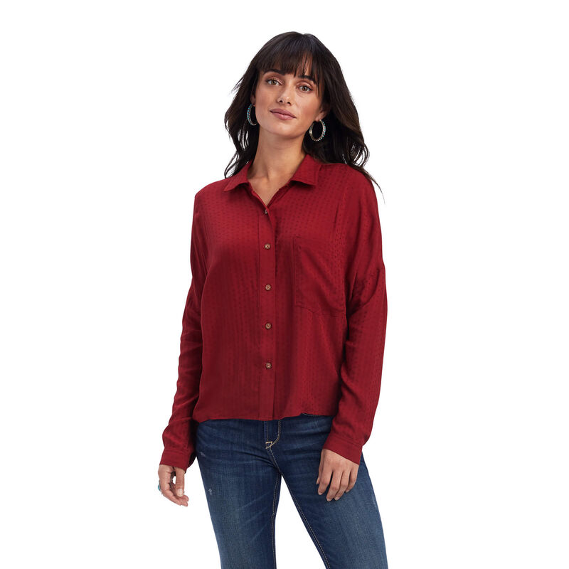 Ariat Hemden Damen - Valley Of Fire DunkelRot ( YVFJH-8543 )